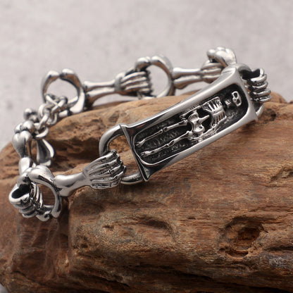 Skeleton Bracelet Men Stainlessl Steel Punk Retro viking Bracelets Bangles Mens Fashion Jewelry