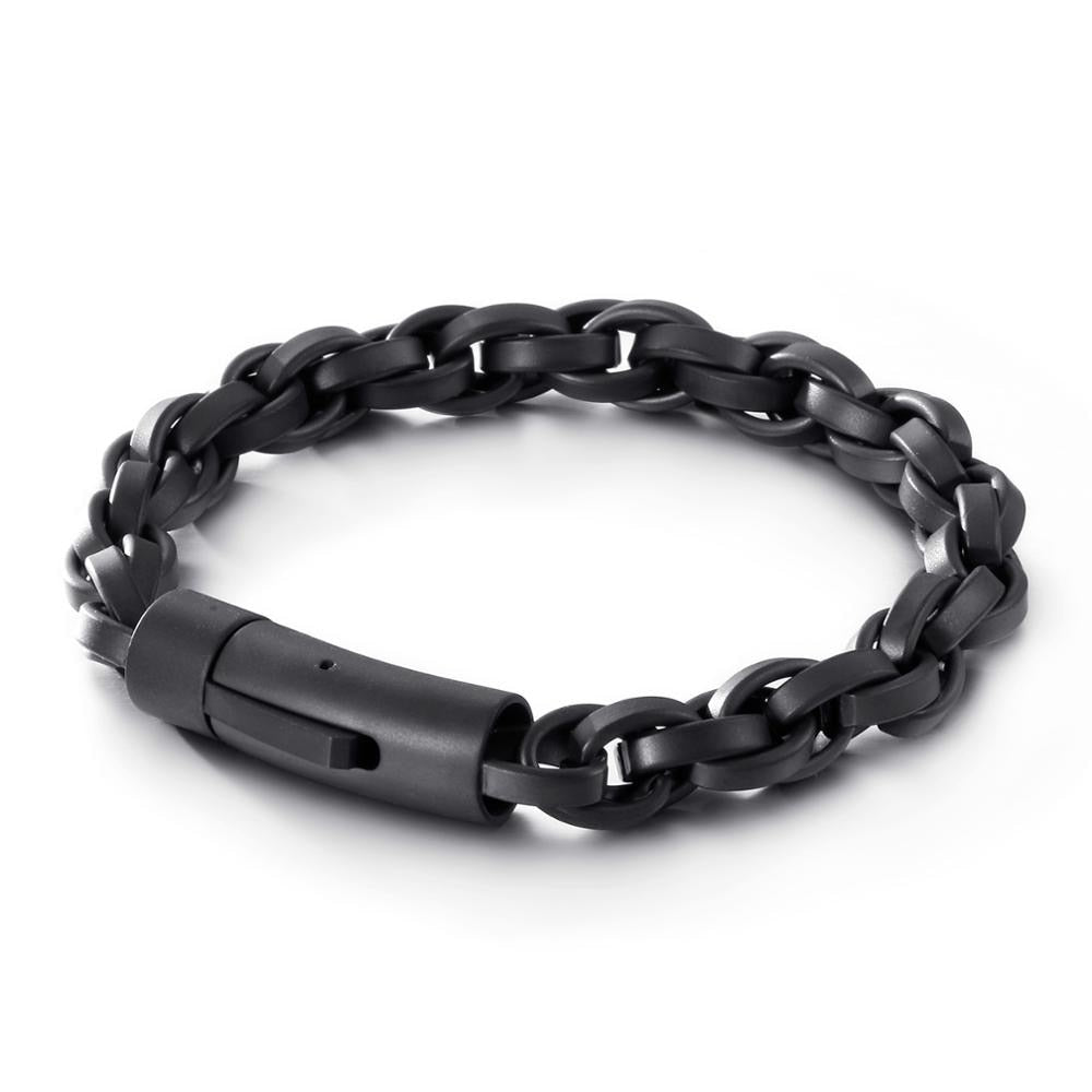 Retro Link Chain Men Bracelet Vintage Stainless Steel Black Bracelets Punk Man Friends Gift Jewelry