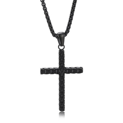 Wovn Metal Minimalist Cross Mens Pendant Necklace