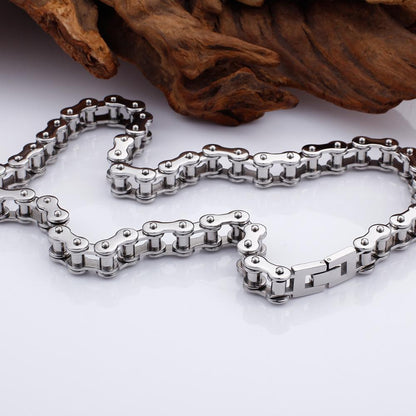 Heavy Duty Bicycle Link Wrap Clasp Chain Necklace