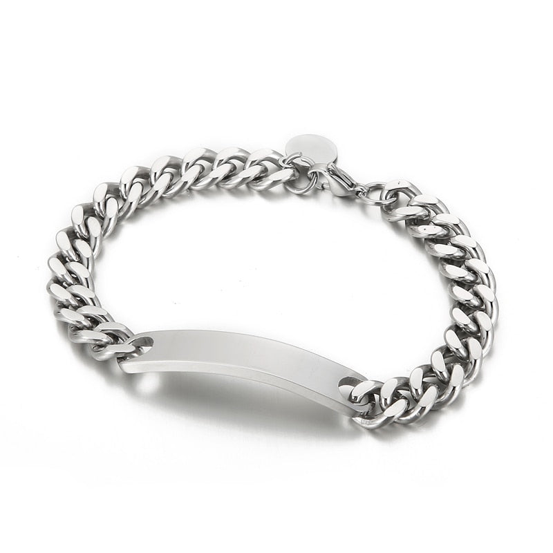 Engraving Bar Bold Cuban Link Bracelet