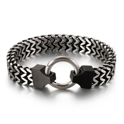 Mesh Link Chain Gothic Bracelet Men Black Blue Stainless Steel Punk Viking Biker Cuff Bracelets Jewelry