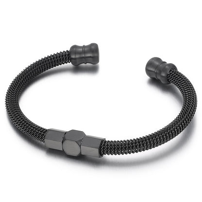 Screw Charm Stainless Steel Mesh Wristband