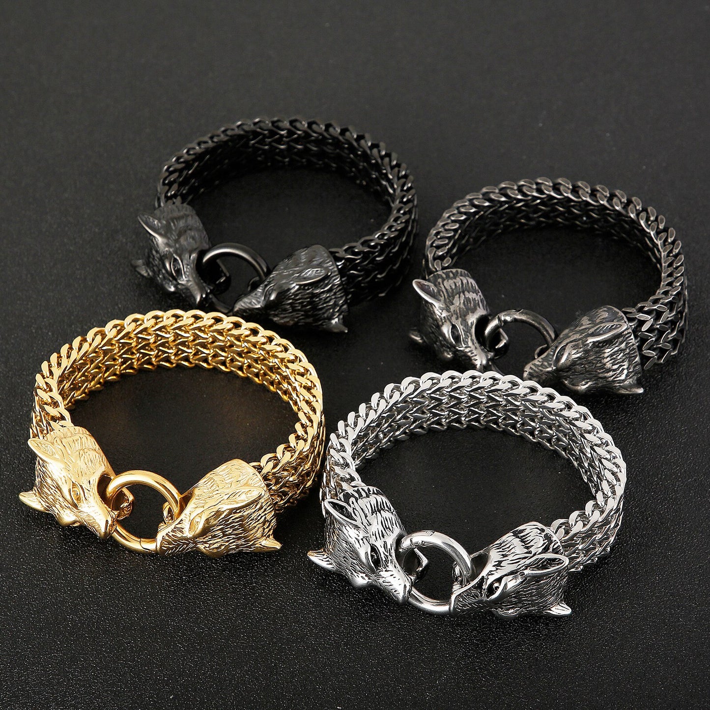 Wolf Totem Triple Chain  Bracelet