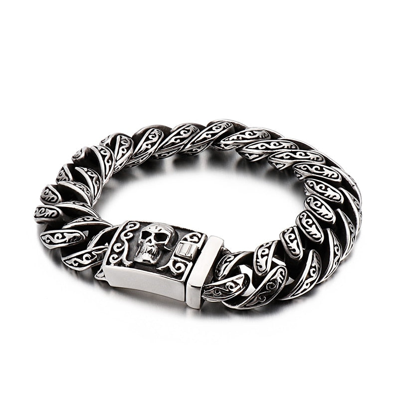 Super Heavy Knotwork Engraved Face Cuban Chain Bracelet Series