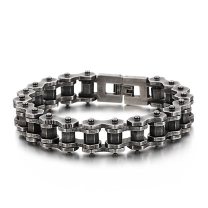 Gothic Gunmetal Biker Chain Steel Bracelet