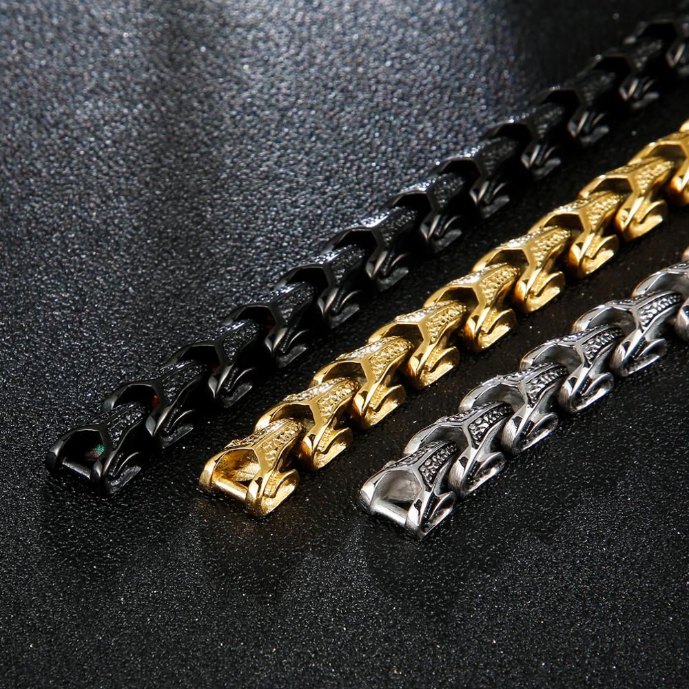 Punk Dragon Snake Link Chain Mens Bracelet 316L Stainless Steel Black Gold Silver Color Viking Fashion Bracelets Jewelry