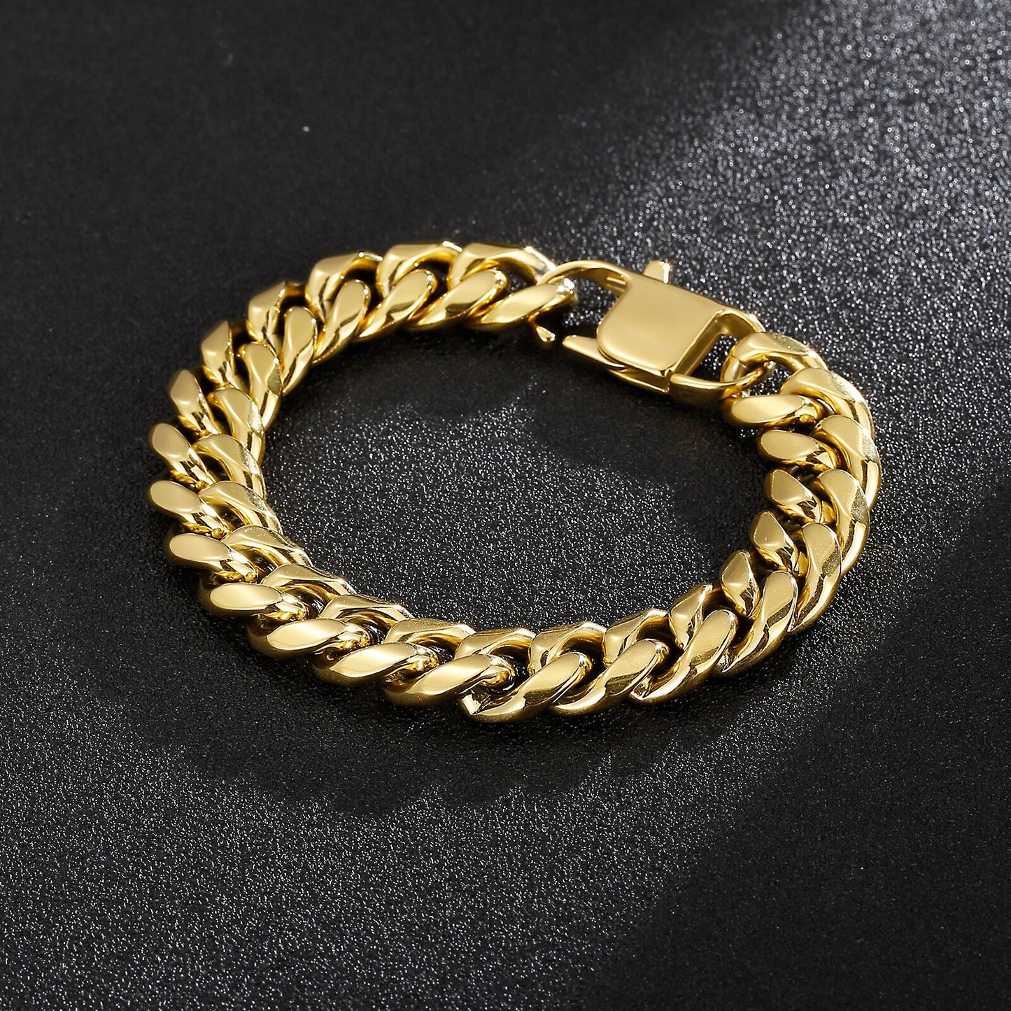 Polished Shiny Cuban Link Chain Men Bracelet High Quality Stainless Steel Punk Party Trendy Jewelry