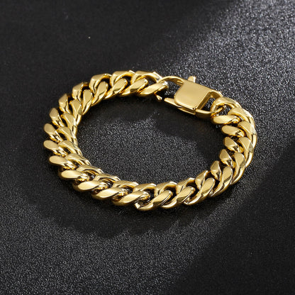 Polished Shiny Cuban Link Chain Men Bracelet High Quality Stainless Steel Punk Party Trendy Jewelry