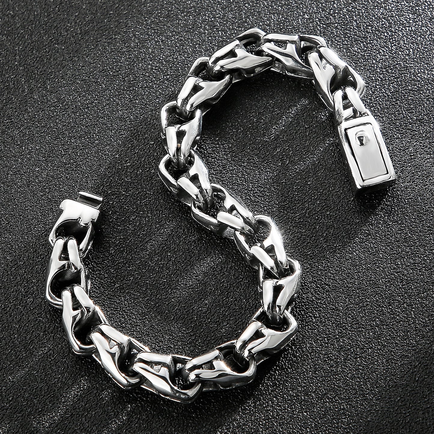 Trendy Charm Bangle Men Stainless Steel Bracelet Link Chain Punk Rock Fashion Carving  Jewelry