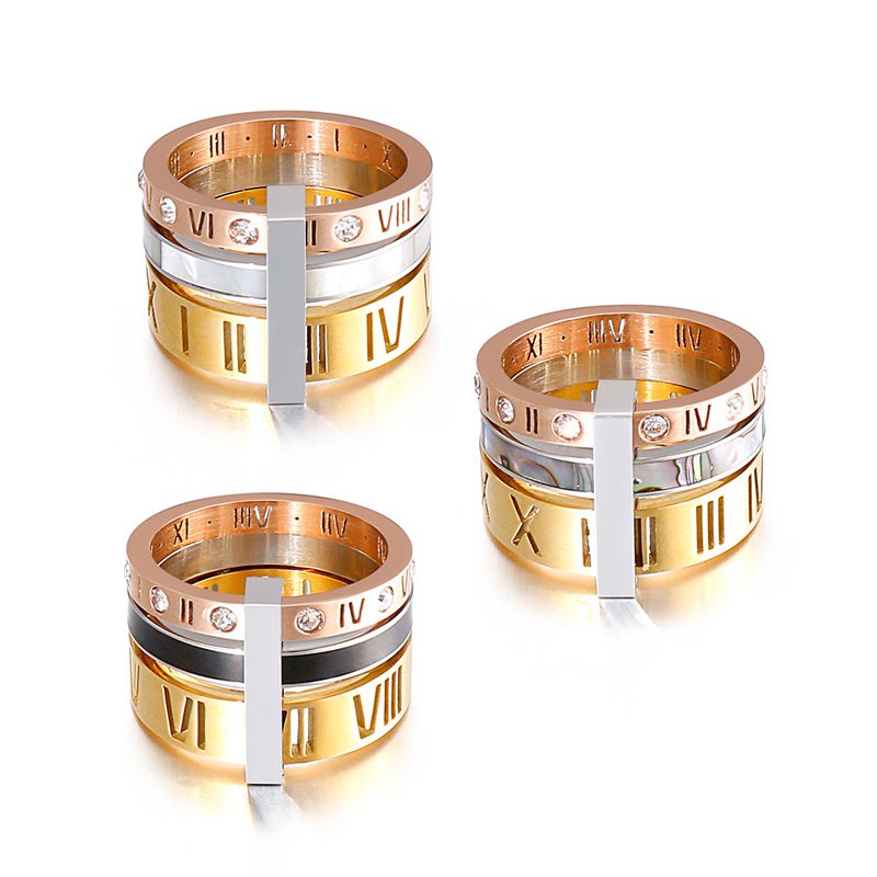 Roman Numerals Stacked Ring Set