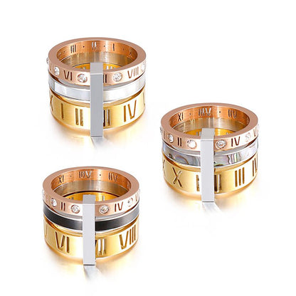 Roman Numerals Stacked Ring Set