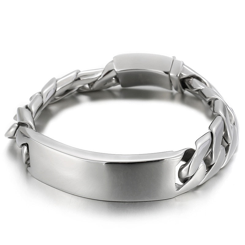 Polished Stainless Steel Simple Men Metal Series All-Match Style Jewelry Shiny Design Fashion Retro Punk Bracelet