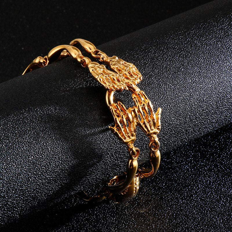 Skeleton Body Special Bracelet Men with Zircon Stainless Steel Polished Design Bracelets 2020