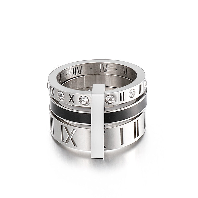 Roman Numerals Stacked Ring Set