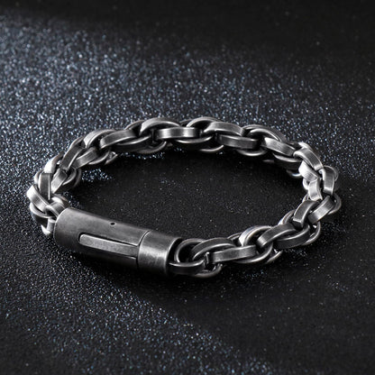 Retro Link Chain Men Bracelet Vintage Stainless Steel Black Bracelets Punk Man Friends Gift Jewelry