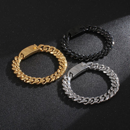 Bold and Chunky Half-Polish Cuban Link Chain Bracelet