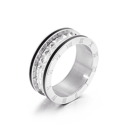 Round Roman Numerals Stainless Steel Ring