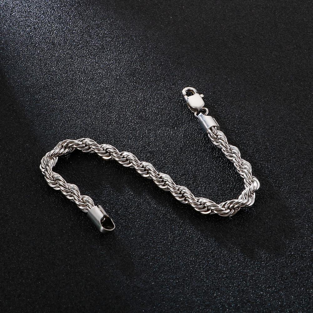 Wholesale Simple Twisted Link Chain Bracelet for Men Stainless Steel Black Hand Chain Bracelets Male Jewelry Gift