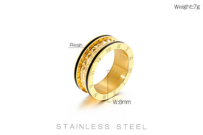 Round Roman Numerals Stainless Steel Ring