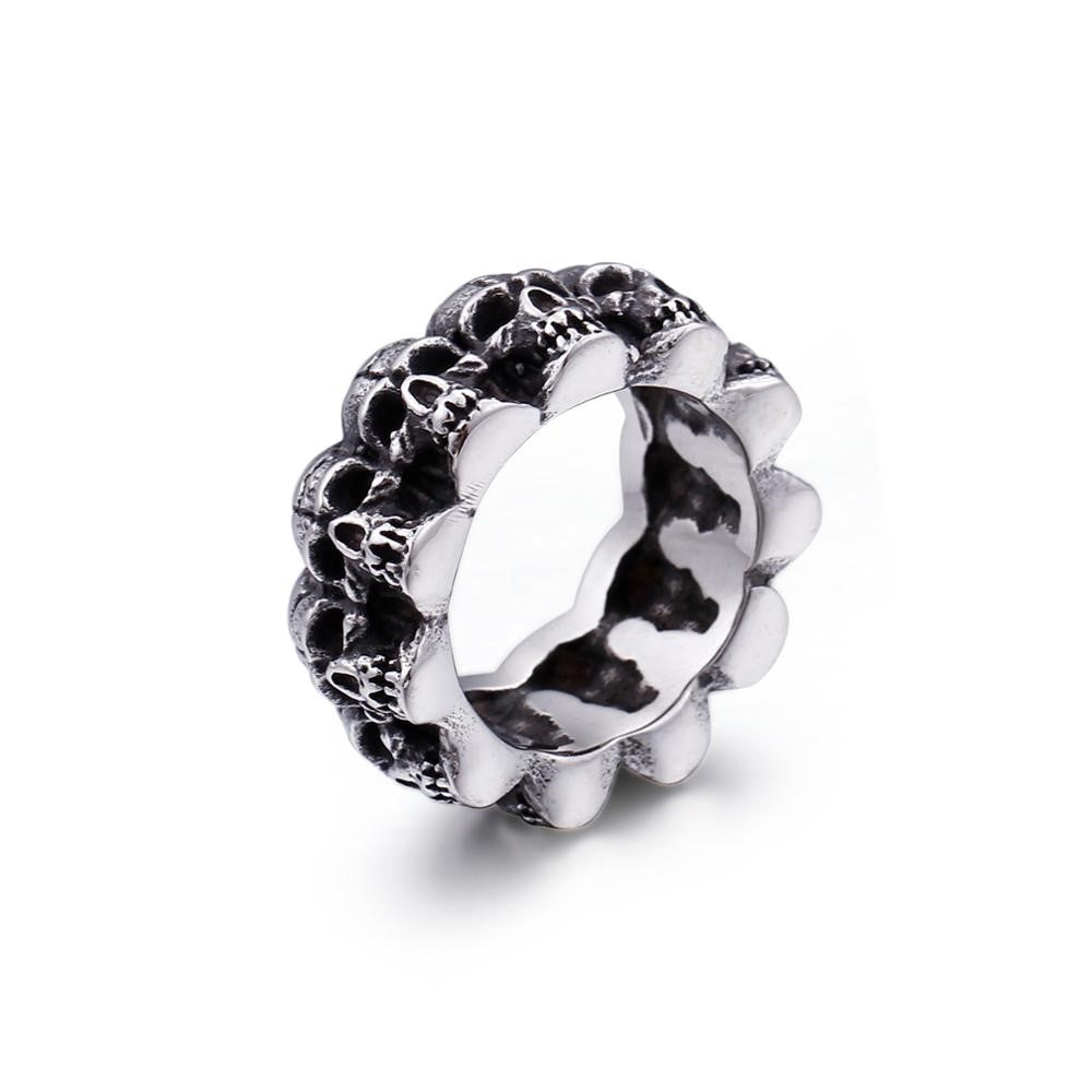 Skull Row Stainless Steel Ring