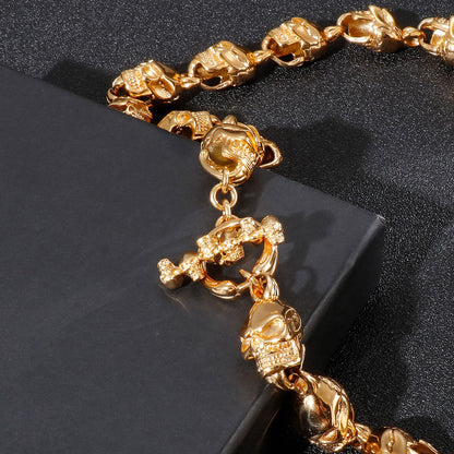 Golden Gothic Skull Necklace