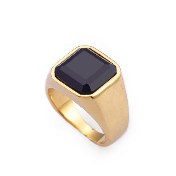 Square Obsidian Signet Ring