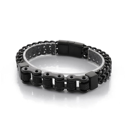 Punk Biker Bicycle Charm Men's Bracelet Stainless Steel Woven Mesh Link Chain Trendy Jewelry