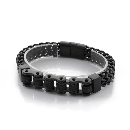 Punk Biker Bicycle Charm Men's Bracelet Stainless Steel Woven Mesh Link Chain Trendy Jewelry