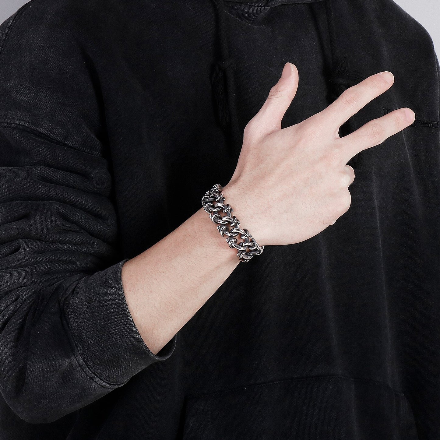 Irregular Special Design Metal Link Chain Men Bracelet Stainless Steel Viking Fashion Jewelry 2021