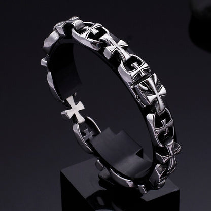 Maletese Cross Steel Cross Chain Bracelet