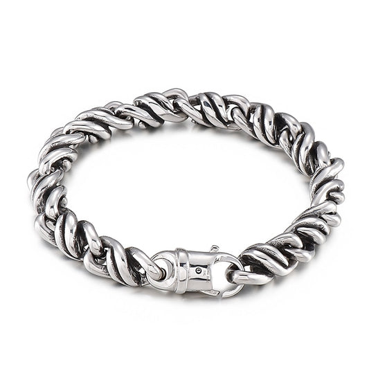 Irregular Link Chain Man Bracelet High Quality Shiny Stainless Steel Silver Color Special Designer Mens Jewelry