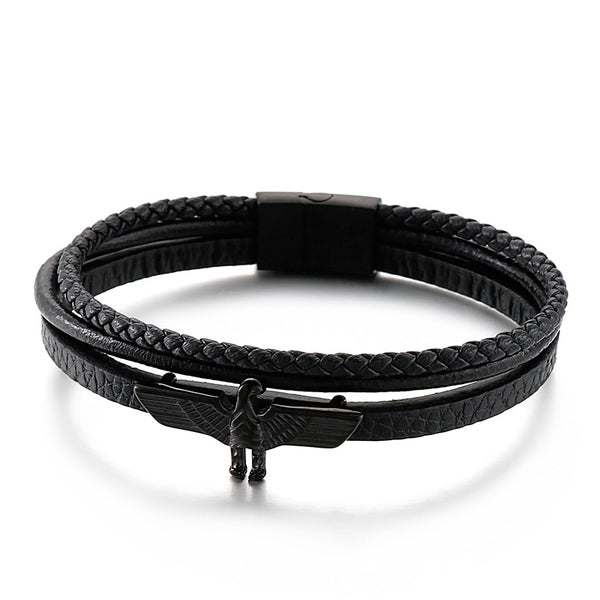 Aztec Eagle Leather Men's Bracelet