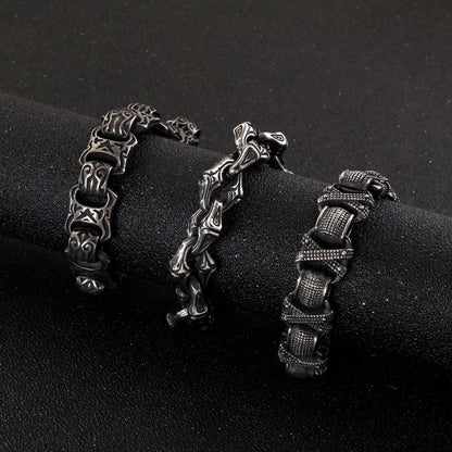 Vintage Square Bead Bracelet Black Stainless Steel Punk Bangle Cuff Designer Charms Bracelets For Men Jewelry