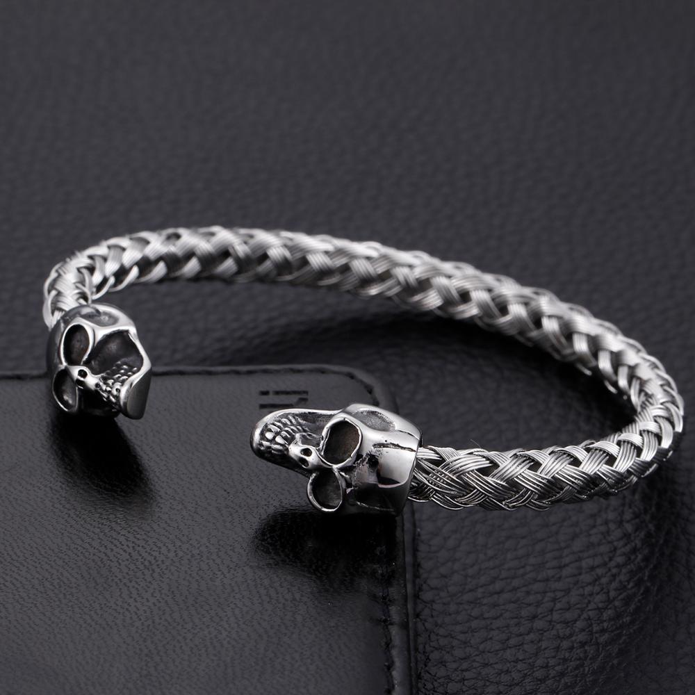 Gothic Skull Woven Bangle Bracelet