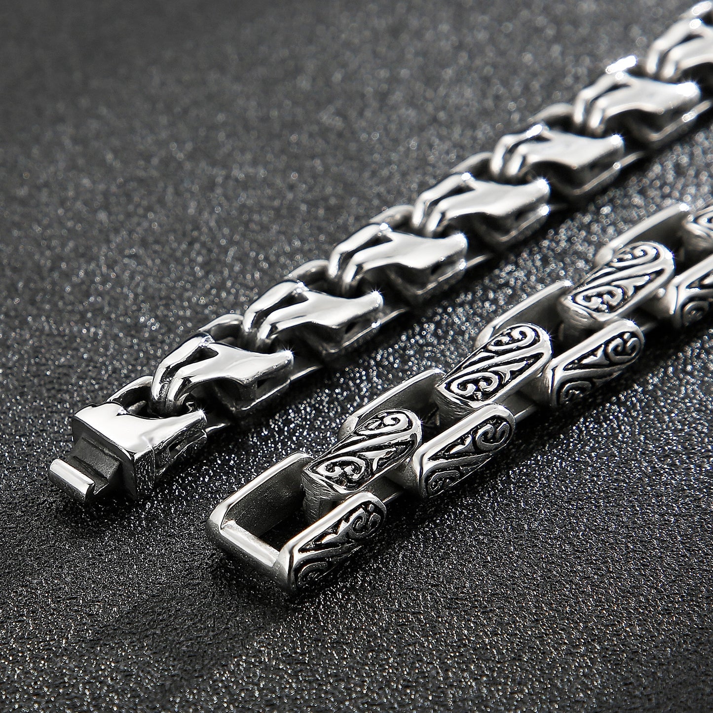 Trendy Charm Bangle Men Stainless Steel Bracelet Link Chain Punk Rock Fashion Carving  Jewelry