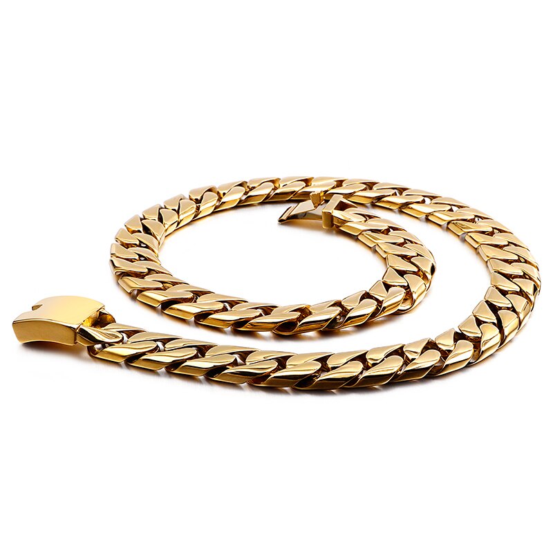 Huge and Heavy Gold Box-Tongue Cuban Chain Necklace