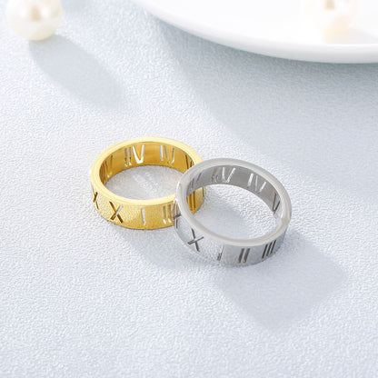 Roman Numerals Titanium Ring