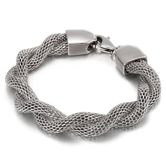 Snake Double Link Chain Stainless Steel Braided Bracelet