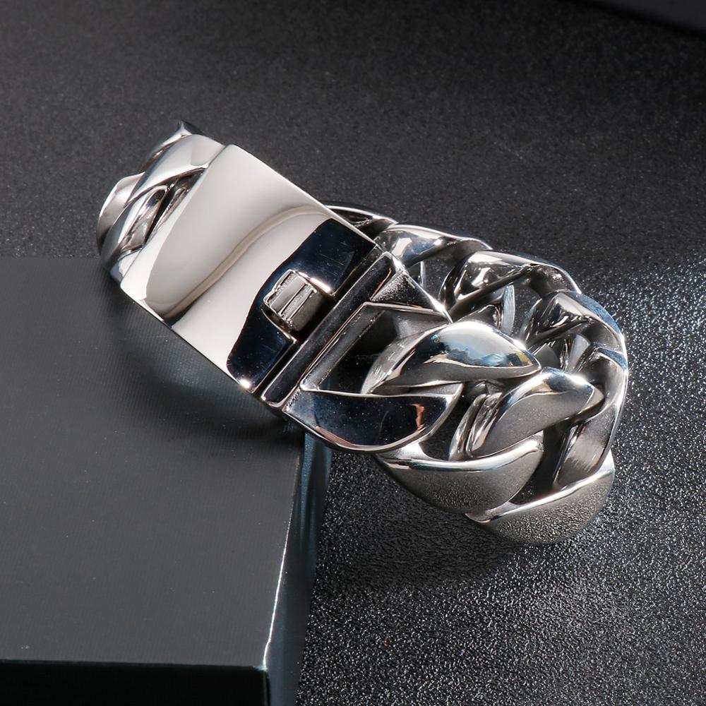 High Polish Super Huge Steel Cuban Chain Bracelet