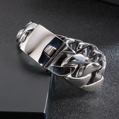 High Polish Super Huge Steel Cuban Chain Bracelet