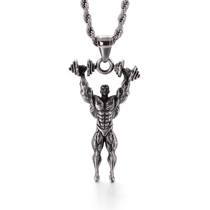 Heavy Duty Bodybuilder Icon Pendant Necklace