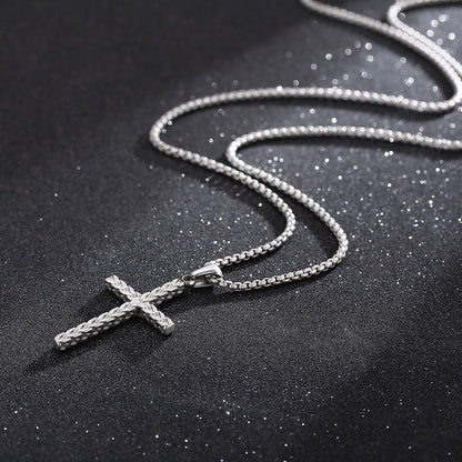 Wovn Metal Minimalist Cross Mens Pendant Necklace