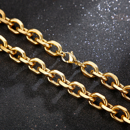 Oval Rolo Link Chain Necklace