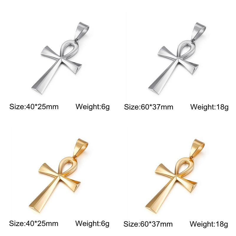 Modern Ankh Pendant Only in Steel and Gold