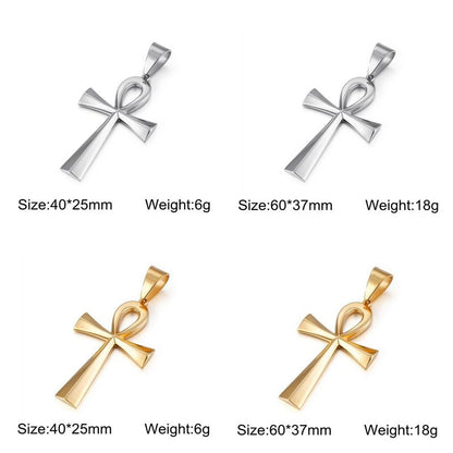 Modern Ankh Pendant Only in Steel and Gold