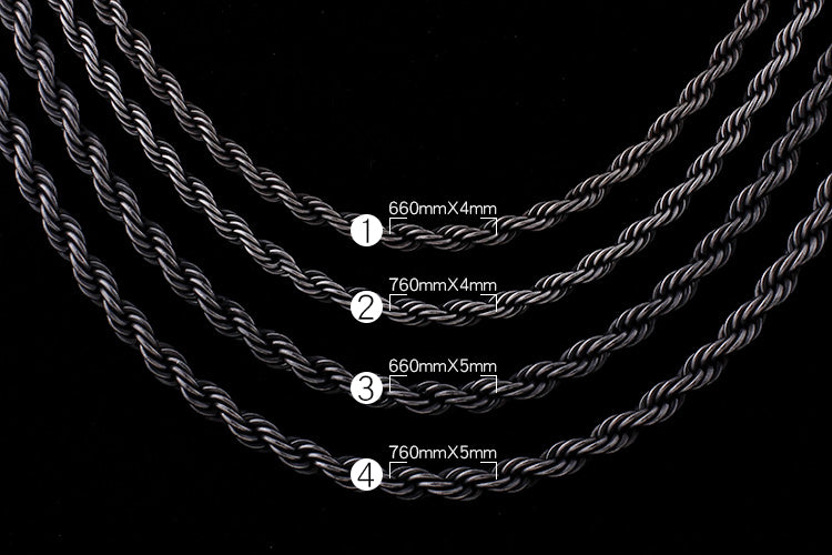 Gunmetal Twisted Rope Chain Necklace
