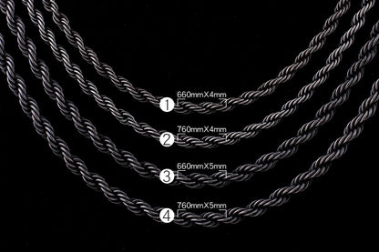 Gunmetal Twisted Rope Chain Necklace