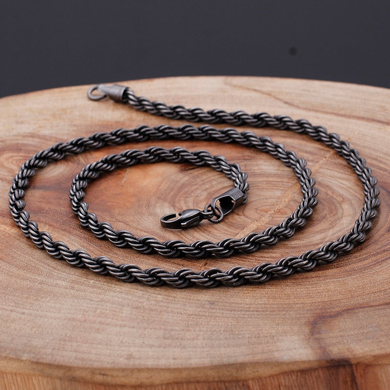 Gunmetal Twisted Rope Chain Necklace