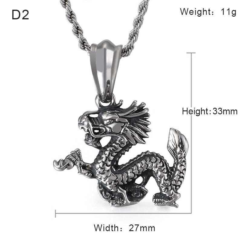 Bold Dragon Pendant Necklace